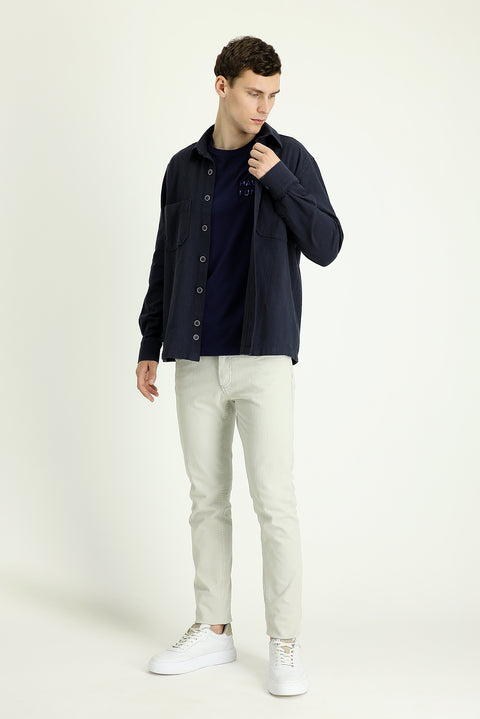 Ekru Slim Fit Dar Kesim Likralı Kanvas / Chino Pantolon
