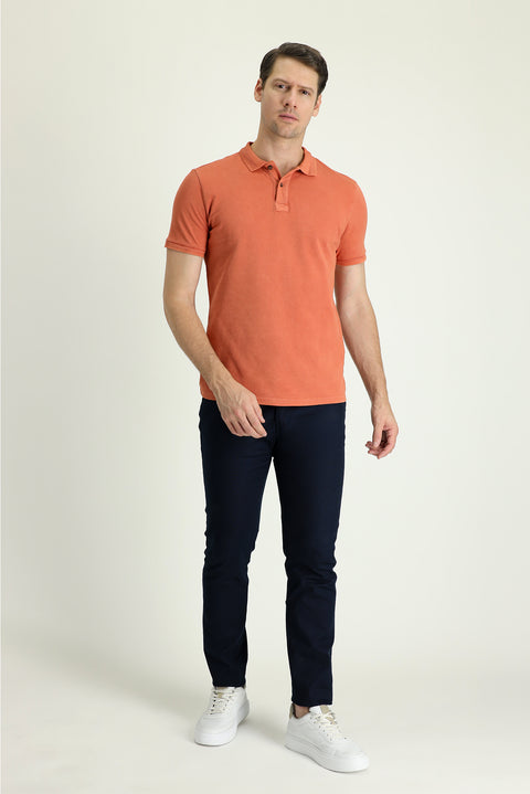 Dark Navy Regular Fit Standard Cut Lycra Canvas / Chino Trousers