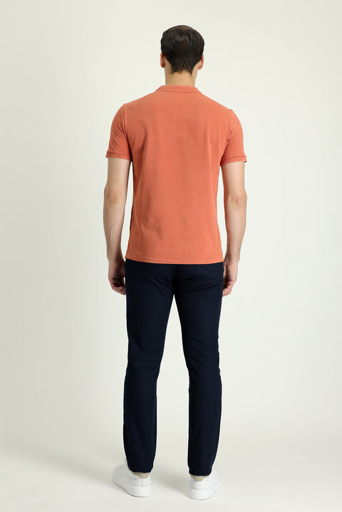 Dark Navy Regular Fit Standard Cut Lycra Canvas / Chino Trousers