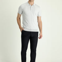 Dark Navy Blue Slim Fit Patterned Lycra Canvas / Chino Trousers