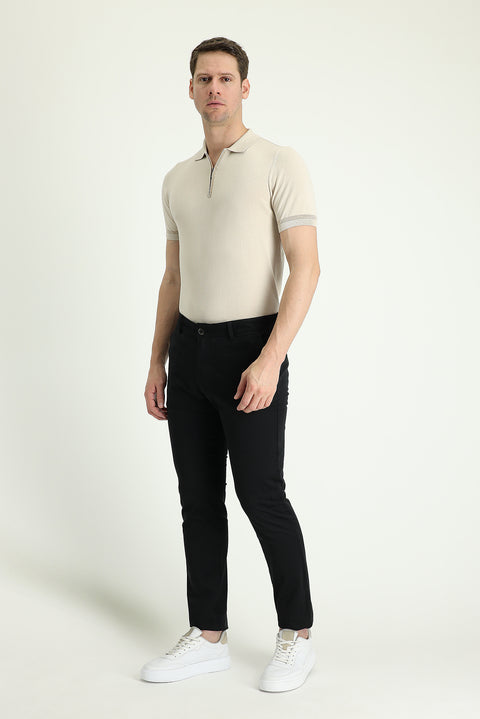 Black Slim Fit Stretchy Canvas / Chino Trousers