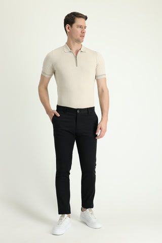  Siyah Slim Fit Dar Kesim Likralı Kanvas / Chino Pantolon