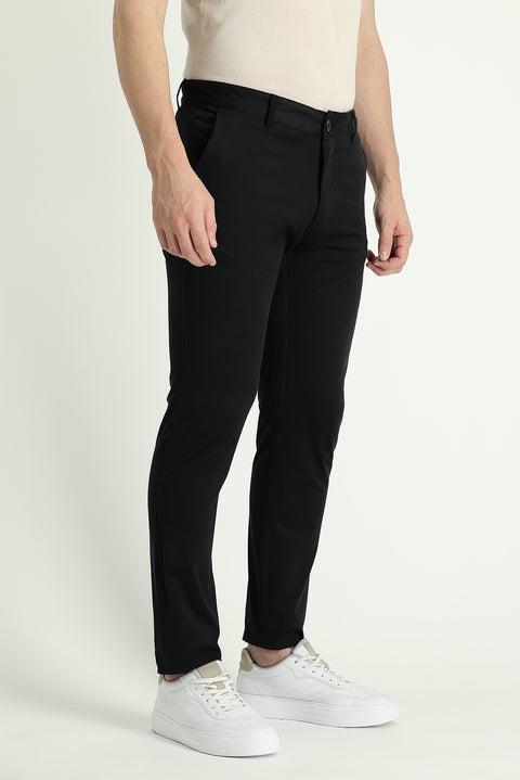 Black Slim Fit Stretchy Canvas / Chino Trousers