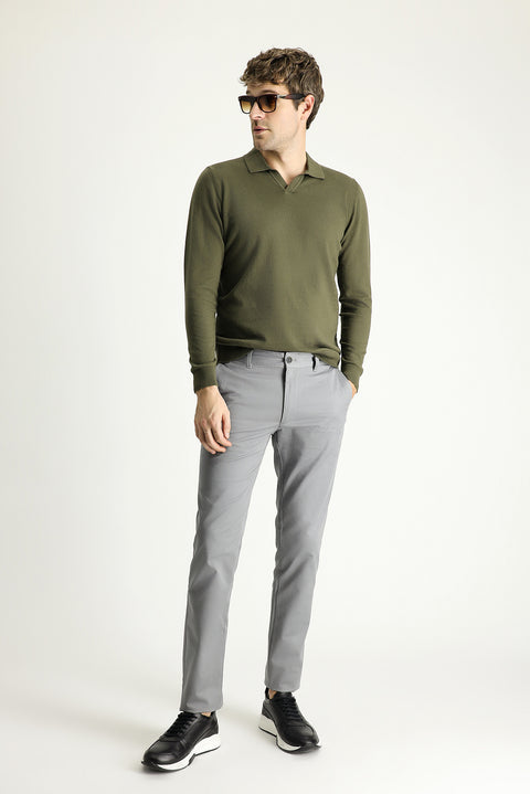 Medium Grey Slim Fit Stretch Canvas / Chino Trousers