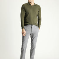 Medium Grey Regular Fit Standard Cut Lycra Canvas / Chino Trousers