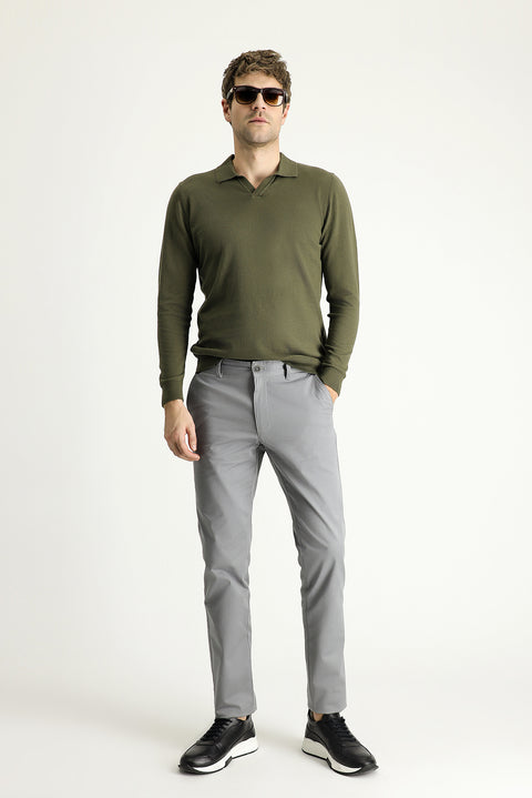 Medium Grey Slim Fit Stretch Canvas / Chino Trousers