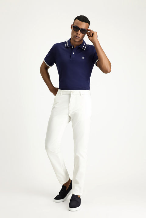 Beyaz Regular Fit Standart Kesim Likralı Kanvas / Chino Pantolon