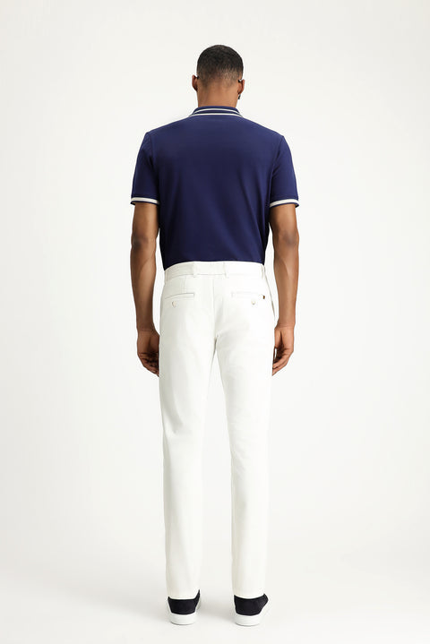 White Slim Fit Stretch Canvas / Chino Trousers