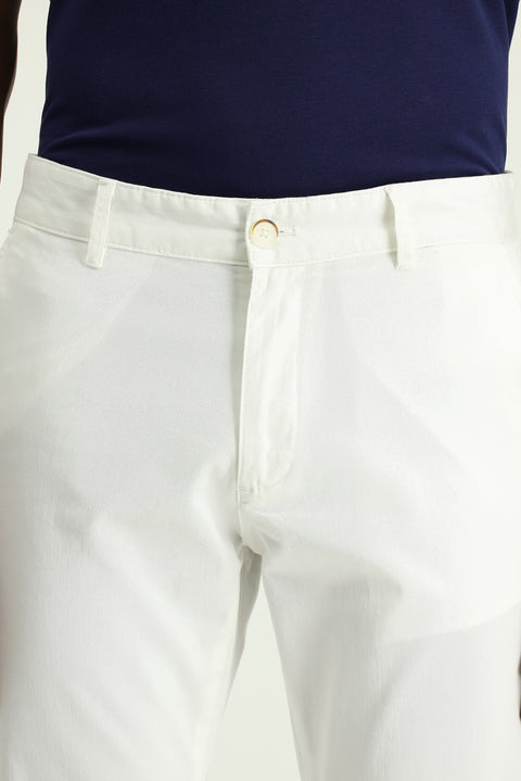 White Slim Fit Stretch Canvas / Chino Trousers