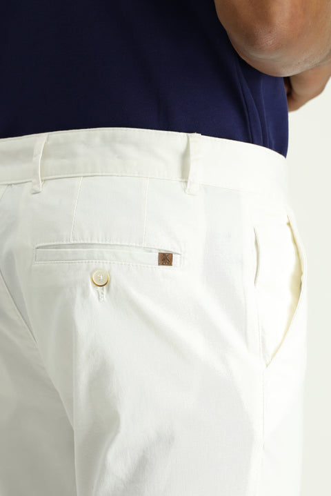 Beyaz Regular Fit Standart Kesim Likralı Kanvas / Chino Pantolon