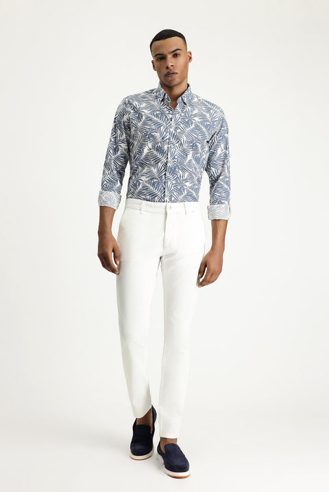 White Slim Fit Stretch Canvas / Chino Trousers