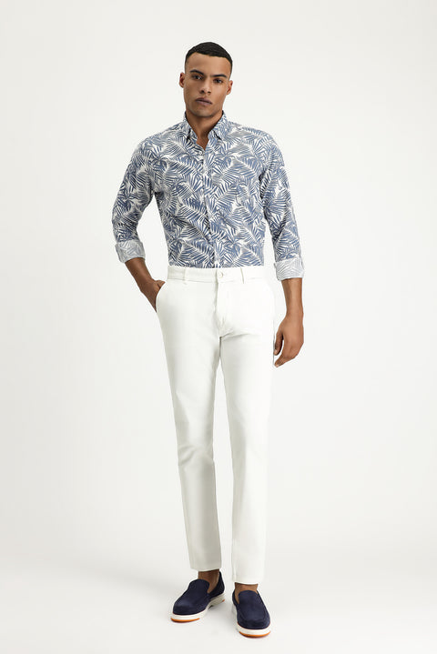 White Slim Fit Stretch Canvas / Chino Trousers