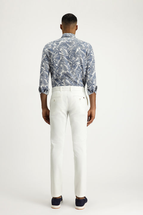White Slim Fit Stretch Canvas / Chino Trousers