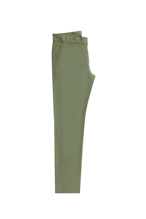 Orta Haki Slim Fit Dar Kesim Likralı Kanvas / Chino Pantolon