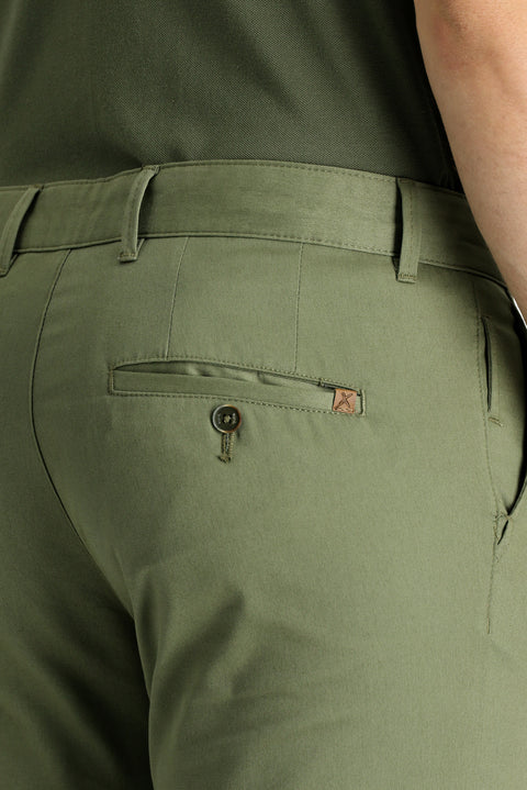 Orta Haki Regular Fit Standart Kesim Likralı Kanvas / Chino Pantolon