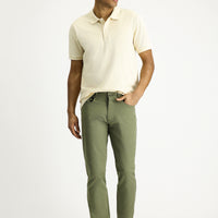 Orta Haki Slim Fit Dar Kesim Likralı Kanvas / Chino Pantolon