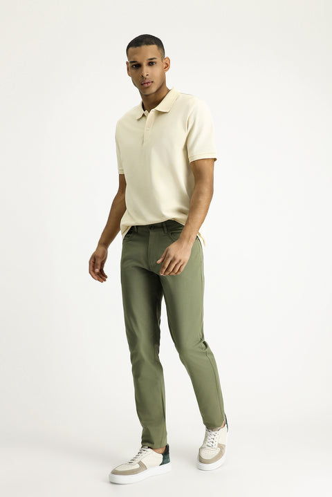Orta Haki Slim Fit Dar Kesim Likralı Kanvas / Chino Pantolon