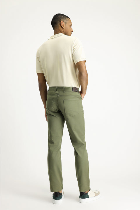 Orta Haki Regular Fit Standart Kesim Likralı Kanvas / Chino Pantolon