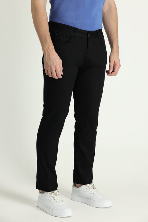 Black Slim Fit Stretchy Canvas / Chino Trousers