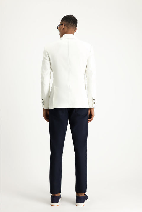 Dark Navy Regular Fit Standard Cut Lycra Canvas / Chino Trousers