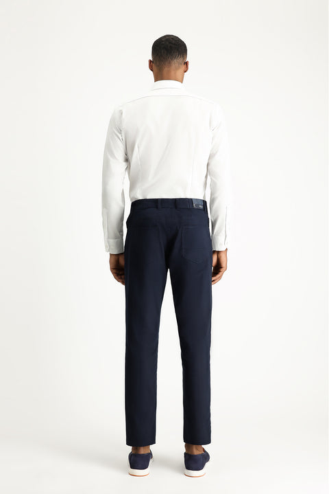 Dark Navy Regular Fit Standard Cut Lycra Canvas / Chino Trousers