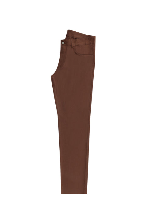 Light Brown Slim Fit Stretch Canvas / Chino Trousers