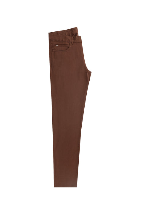 Light Brown Slim Fit Stretch Canvas / Chino Trousers