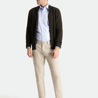 Medium Beige Slim Fit Stretch Canvas / Chino Trousers