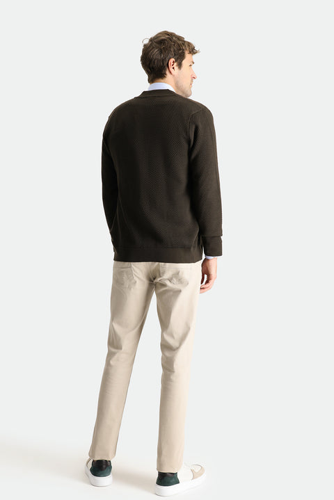 Medium Beige Slim Fit Stretch Canvas / Chino Trousers