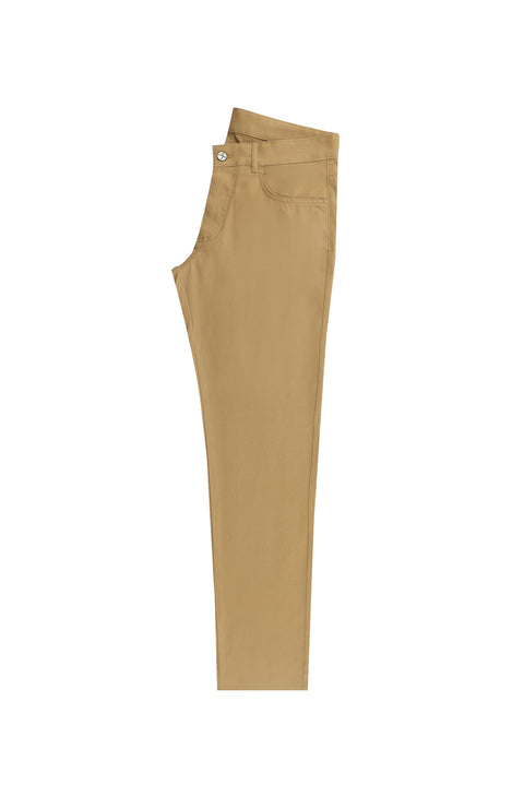 Camel Slim Fit Dar Kesim Likralı Kanvas / Chino Pantolon