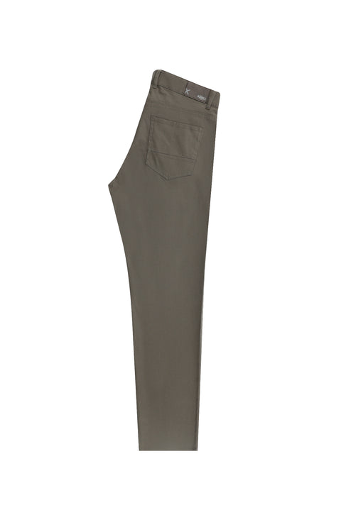 Asker Haki Slim Fit Dar Kesim Likralı Kanvas / Chino Pantolon