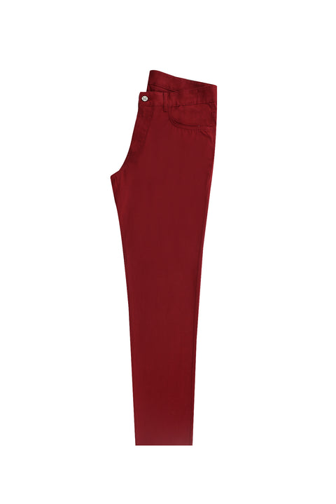 Açık Bordo Slim Fit Dar Kesim Likralı Kanvas / Chino Pantolon