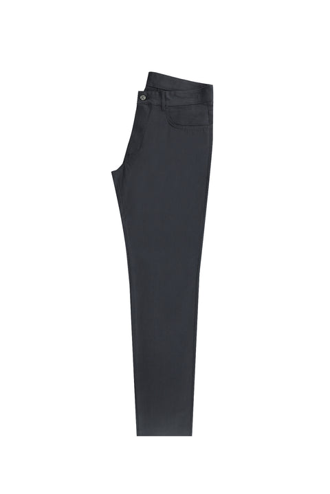 Koyu Antrasit Slim Fit Dar Kesim Likralı Kanvas / Chino Pantolon