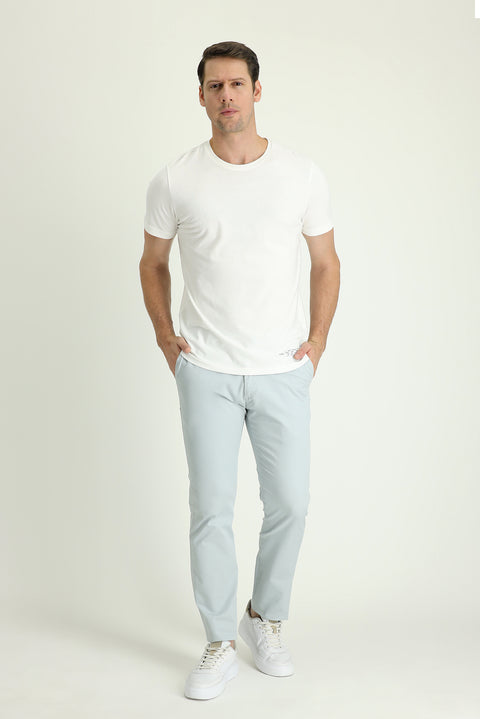 Silver Regular Fit Standard Cut Lycra Canvas / Chino Trousers