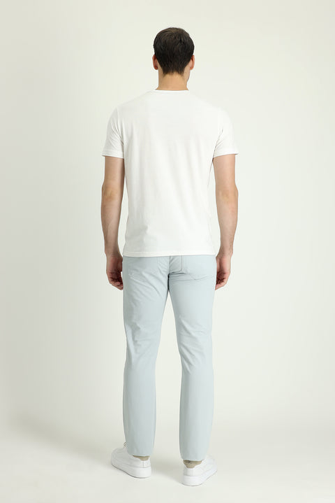 Silver Regular Fit Standard Cut Lycra Canvas / Chino Trousers