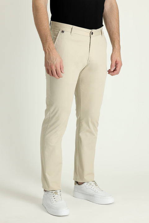 Açık Bej Regular Fit Standart Kesim Likralı Kanvas / Chino Pantolon