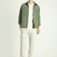 Cream Slim Fit Lycra Canvas / Chino Trousers