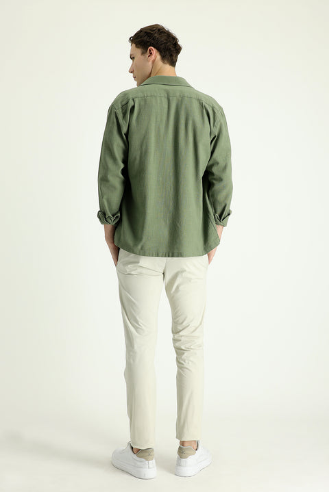 Cream Slim Fit Lycra Canvas / Chino Trousers
