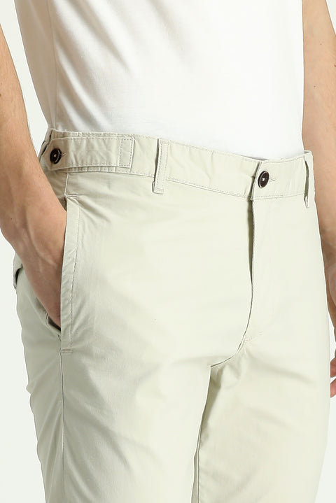 Cream Slim Fit Lycra Canvas / Chino Trousers
