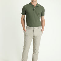 Light Mink Regular Fit Standard Cut Lycra Canvas / Chino Trousers