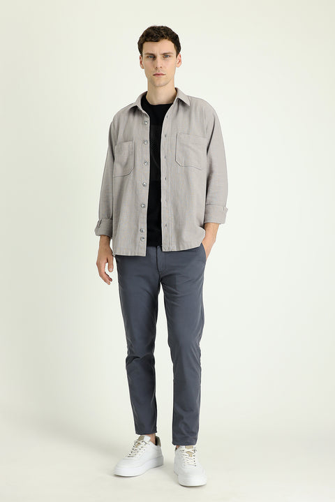Mid Grey Slim Fit Stretch Sateen Canvas / Chino Trousers