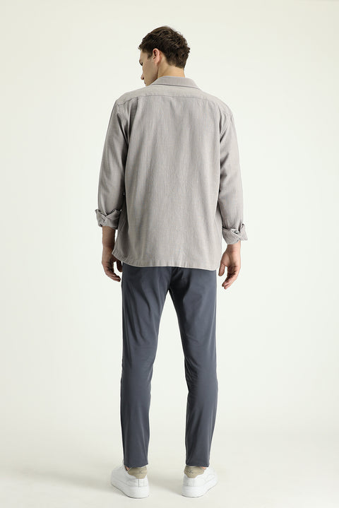 Mid Grey Slim Fit Stretch Sateen Canvas / Chino Trousers
