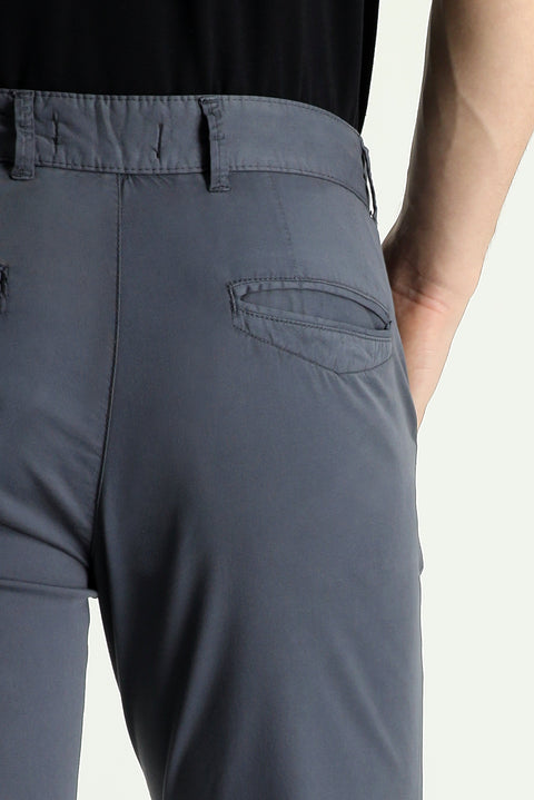 Mid Grey Slim Fit Stretch Sateen Canvas / Chino Trousers