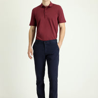 Mid-Dark Blue Slim Fit Stretch Sateen Canvas / Chino Trousers