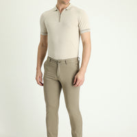 Light Mink Slim Fit Skinny Stretch Sateen Canvas / Chino Trousers
