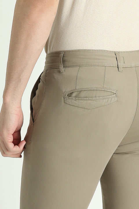 Light Mink Slim Fit Skinny Stretch Sateen Canvas / Chino Trousers