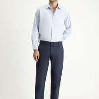 Dark Navy Regular Fit Standard Cut Lycra Canvas / Chino Trousers