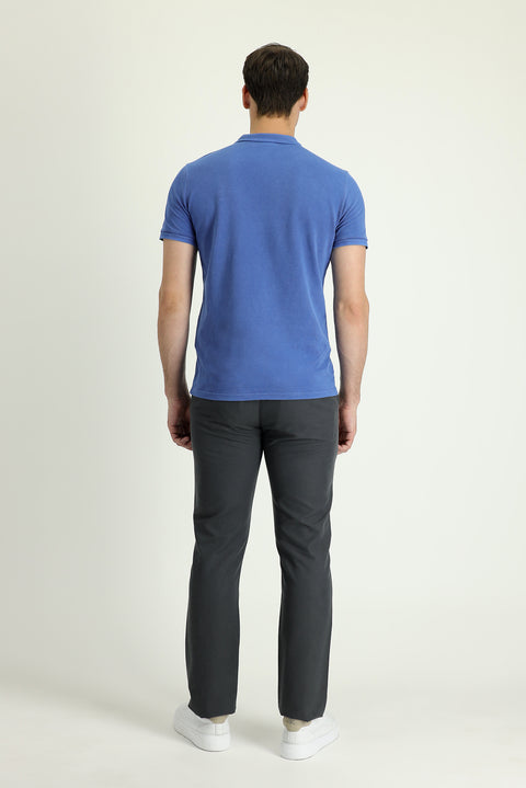 Orta Füme Regular Fit Standart Kesim Tokalı Pamuklu Kanvas / Chino Pantolon