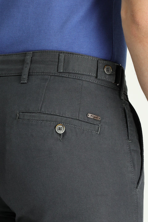 Orta Füme Regular Fit Standart Kesim Tokalı Pamuklu Kanvas / Chino Pantolon