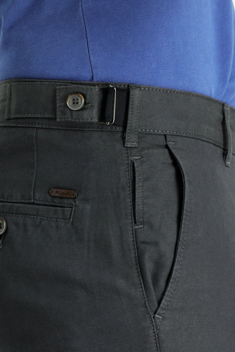 Orta Füme Regular Fit Standart Kesim Tokalı Pamuklu Kanvas / Chino Pantolon